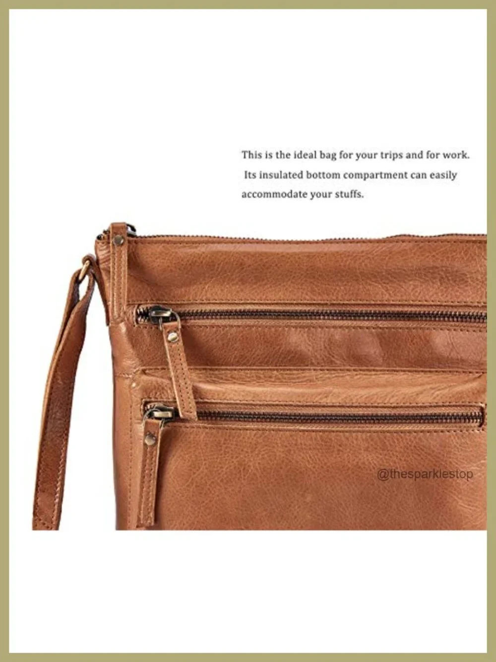 Genuine Full-Grain Cow Leather Crossbody Sling Bag for Women Travel Handbag